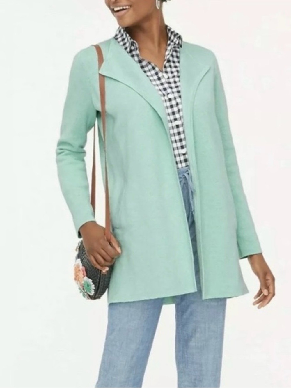 J. Crew Women’s Vanessa Sweater Jacket in Heather Mint Size XS